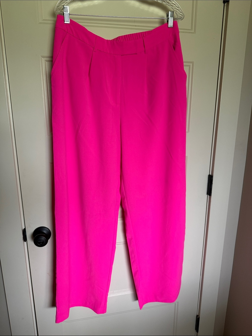 Skies Are Blue Bright Hot Pink Straight-Leg Trousers